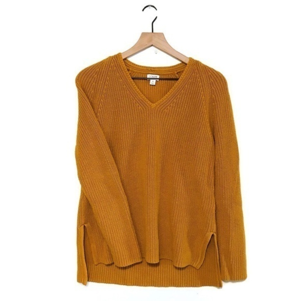 J.Crew V Neck Cotton Tunic Pullover sweater Women's Mustard Yellow size Small